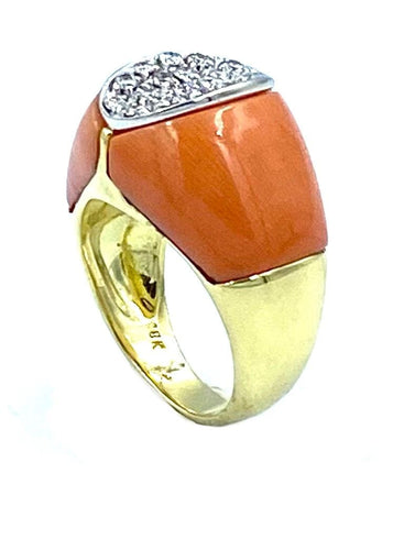 Bague Bague 1970 or et corail 58 Facettes