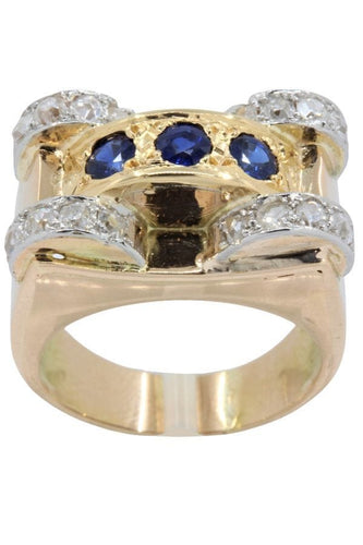 Bague BAGUE TANK SAPHIRS ET DIAMANTS 58 Facettes 041991