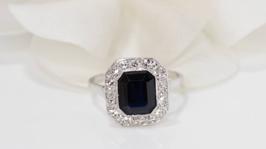 Bague 53 Bague en platine saphir et diamants 58 Facettes 32197