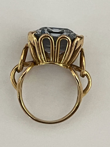 Bague 53 Bague Or Jaune Aigue-Marine 58 Facettes LOT 4431