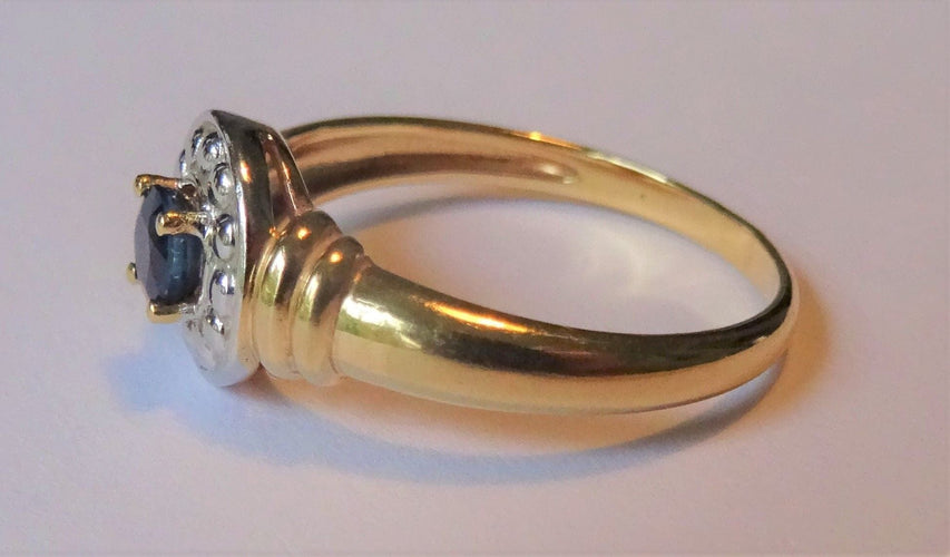 Bague 52 Bague Saphir des années 40 Or blanc et jaune 58 Facettes