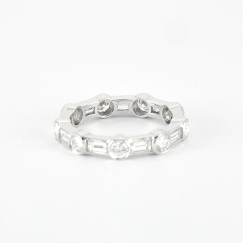 Bague Bague en Or Blanc 18 carats sertie de diamants naturels 58 Facettes