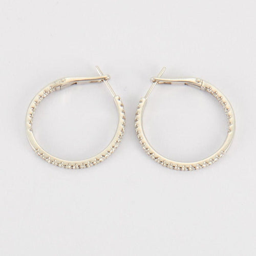 Boucles d'oreilles Créoles en Or blanc &  diamants 58 Facettes