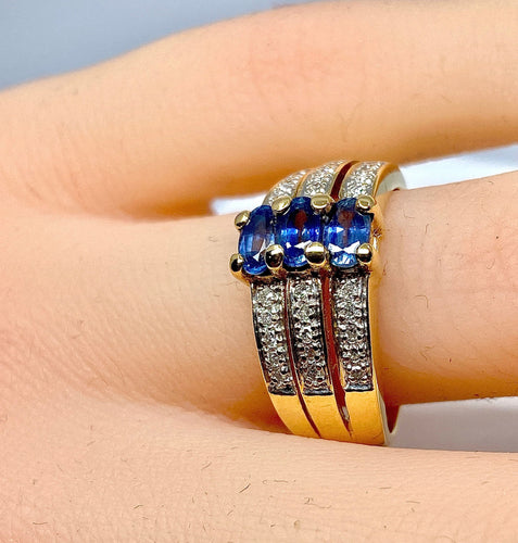 Bague Bague jonc 3 saphirs diamants 58 Facettes AB 154