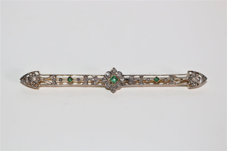 Broche Broche-barrette Art Déco émeraudes, Perles, Diamants 58 Facettes 525
