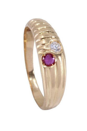 Bague 49 BAGUE JONC GODRONNÉE RUBIS ET DIAMANT 58 Facettes 061671