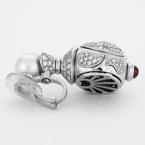 Boucles d'oreilles POIRAY – Pendants d'oreilles Perles Diamants Rubis 58 Facettes