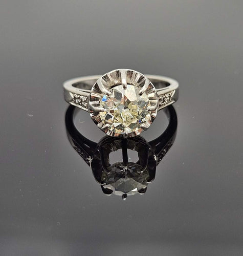 Bague 51 Bague solitaire vintage avec diamant 1.3 ct 58 Facettes