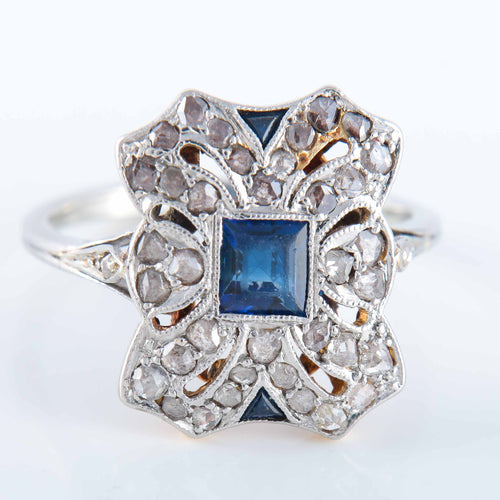 Bague 52 Bague Art Déco Saphir Or Blanc 58 Facettes