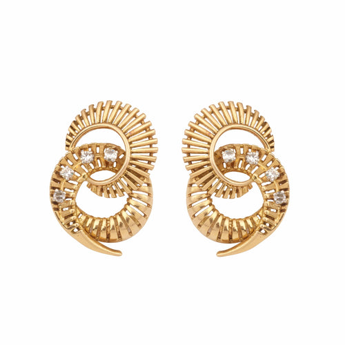 Boucles d'oreilles Boucles d'Oreilles Retro Tourbillon Diamants Or Jaune 58 Facettes BO243