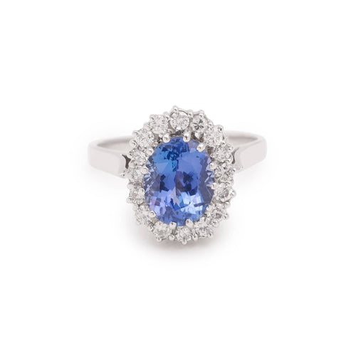 Bague Bague Pompadour Tanzanite Diamants Or Gris 58 Facettes B298