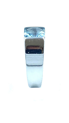 Bague Cartier Collection Tank, bague or gris 18K et aigue-marine 58 Facettes