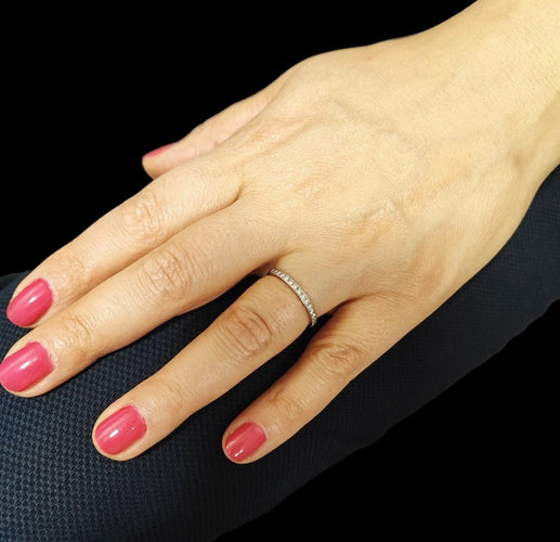 Bague 54 Demie alliance Or blanc 17 Diamants 58 Facettes ALL.MINI.576.1