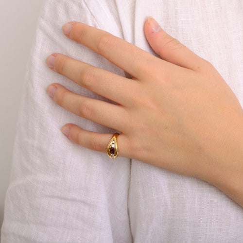 Bague 50 Bague Or jaune Rubis Diamants 58 Facettes