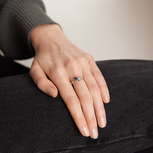 Bague 54 Bague Toi et Moi, saphir, diamants 58 Facettes HS5517