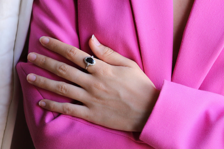 Bague 53 Bague Art Déco Saphir foncé Et Diamants 58 Facettes 538