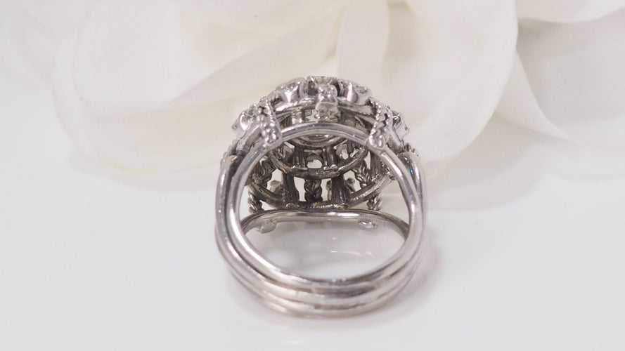 Bague 50 Bague entourage Vintage en Palladium et diamants 58 Facettes 29680