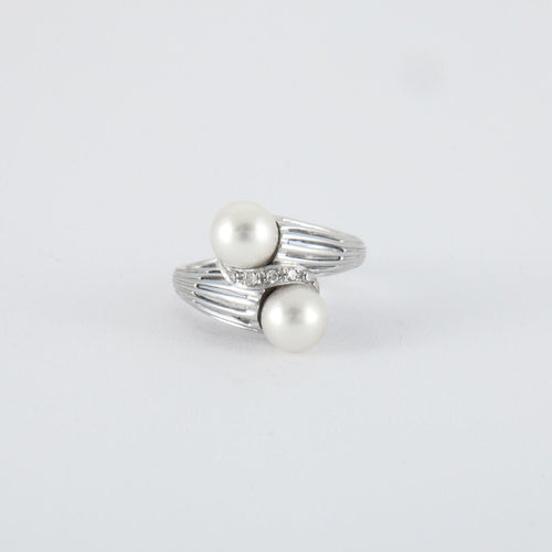 Bague 54 Bague Toi & Moi Perles et Diamants 58 Facettes ALGU20