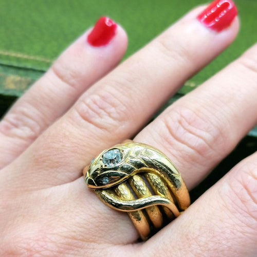 Bague Bague serpent or jaune diamants 58 Facettes 2716