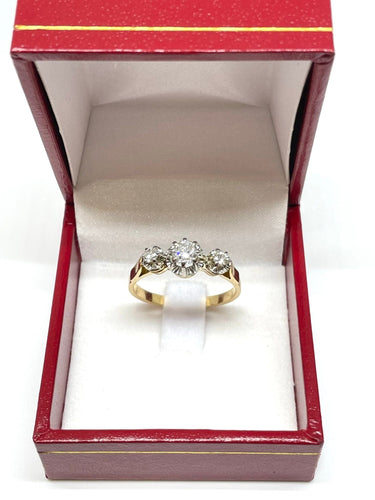 Bague Bague ancienne or jaune et blanc trilogie diamants 58 Facettes