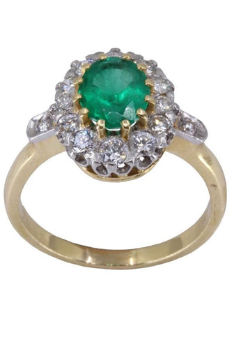 Bague 56 Bague Pompadour Or Platine Emeraude Diamants 58 Facettes 076821