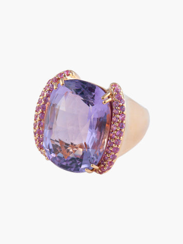 Bague 52 Bague Améthyste Saphirs roses 58 Facettes