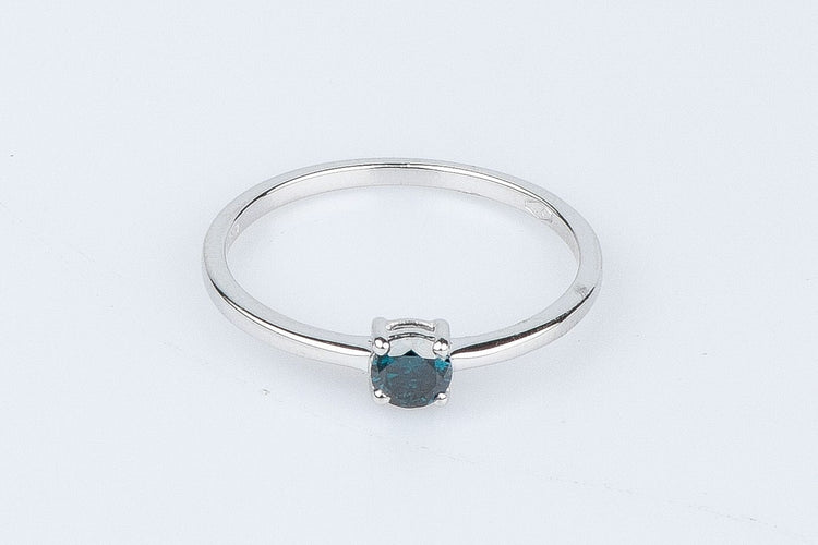 Bague Bague solitaire diamant fancy blue en or blanc 58 Facettes 53072-52-28