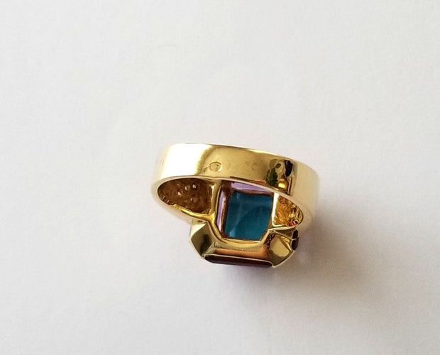 Bague 54 Bague Topaze Améthystes Grenats Diamants 58 Facettes