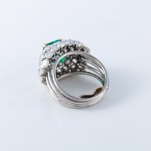 Bague Bague en platine, émeraude et diamants 58 Facettes