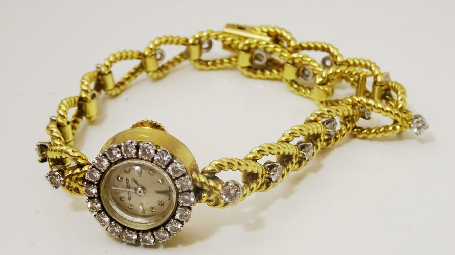Montre Jaeger-LeCoultre - Montre diamants, bracelet or 58 Facettes