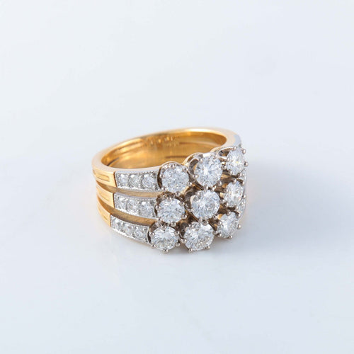 Bague 53 Bague trois rangs or jaune diamants 58 Facettes