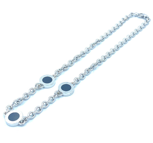 Collier BVLGARI. Collier or blanc et onyx 58 Facettes