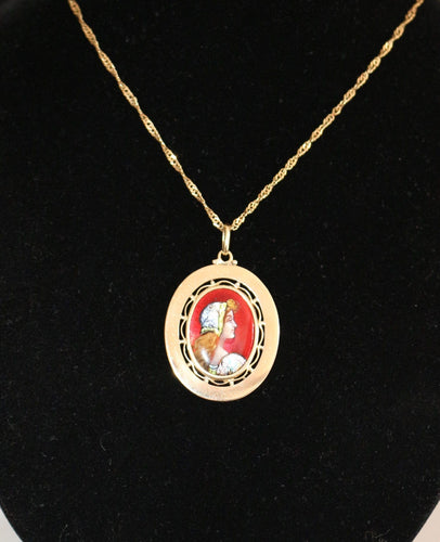Pendentif Médaille Profil De Femme émaux De Limoges 58 Facettes 465