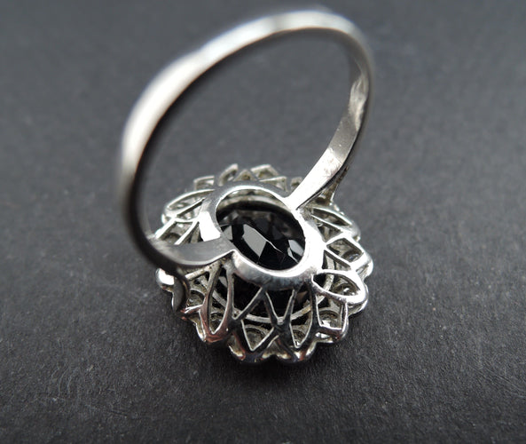 Bague 50 Bague Marguerite Art Déco Platine, Saphir Et Diamants 58 Facettes 343012