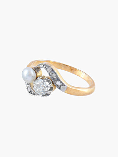 Bague Bague Toi & Moi Or Platine Diamant Perle Fine 58 Facettes