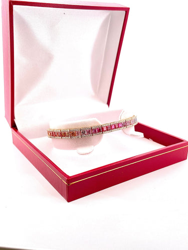 Bracelet Bracelet rainbow or jaune saphirs et diamants 58 Facettes