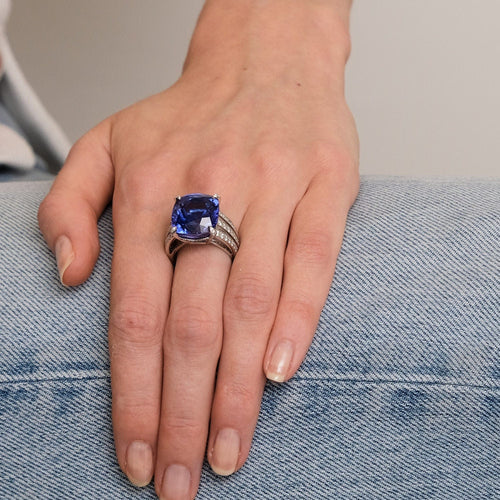 Bague 53 Bague Or Gris Tanzanite & diamants 58 Facettes