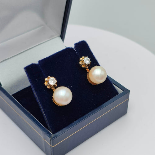 Boucles d'oreilles Boucles d'oreilles perles & diamants 58 Facettes