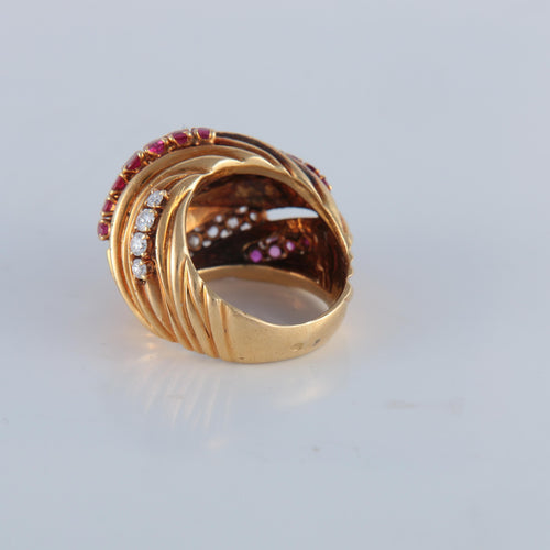 Bague 51 Bague rubis diamants or jaune 58 Facettes