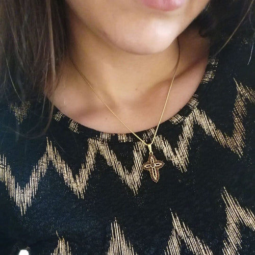 Pendentif CROIX OR JAUNE GRENATS 58 Facettes 3672