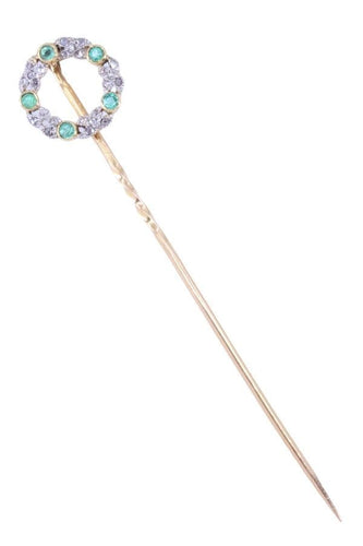 Broche ÉPINGLE ANCIENNE ÉMERAUDES ET DIAMANTS 58 Facettes 071101