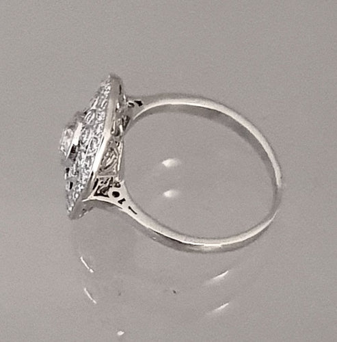 Bague 53.5 Bague Style Art Déco Octogonale Diamants Or Blanc 58 Facettes R 1656