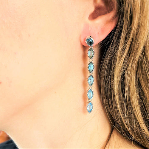 Boucles d'oreilles Boucles d'Oreilles Topazes Bleues Or blanc 58 Facettes 20400000662