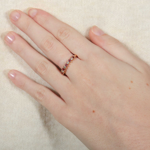 Bague 54.5 Demi-alliance Diamants et Rubis 58 Facettes 8397