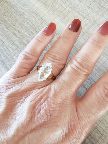 Bague Bague Aigue-marine Or Jaune 58 Facettes AA 1481