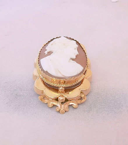 Pendentif Pendentif/Broche Camée sur Agate Or Rose 58 Facettes AA 1463