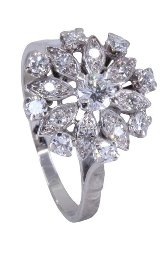 Bague BAGUE FLEUR DIAMANTS ANNÉES 50' 58 Facettes 079991