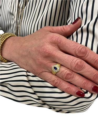 Bague 55 BAGUE MARGUERITE SAPHIR ET DIAMANTS 58 Facettes 045781