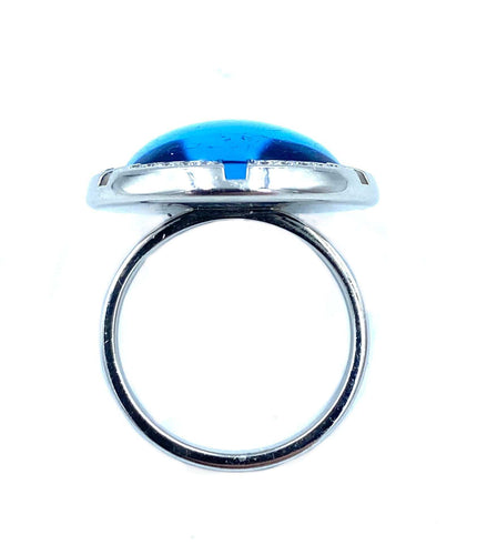 Bague Bague CHAUMET en or blanc, topaze et diamants 58 Facettes