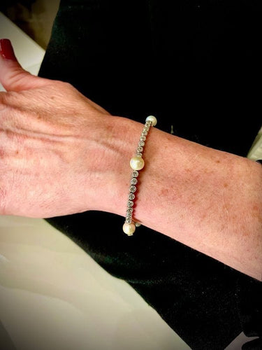 Bracelet BRACELET LIGNE ART-DÉCO PERLES ET DIAMANTS 58 Facettes 046431